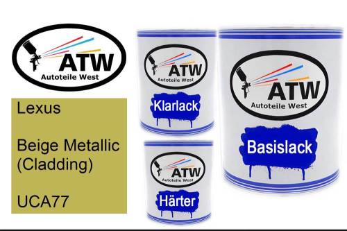 Lexus, Beige Metallic (Cladding), UCA77: 1L Lackdose + 1L Klarlack + 500ml Härter - Set, von ATW Autoteile West.